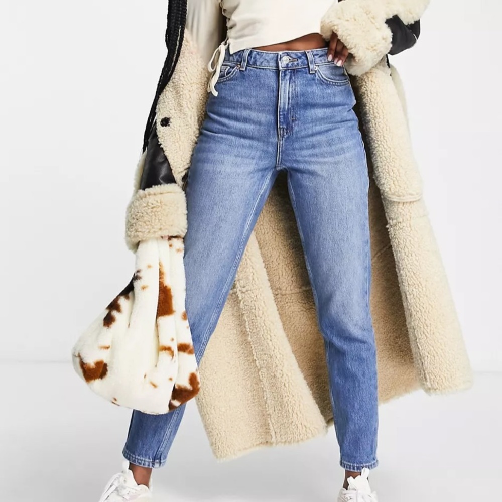Topshop mom jeans in mid blue